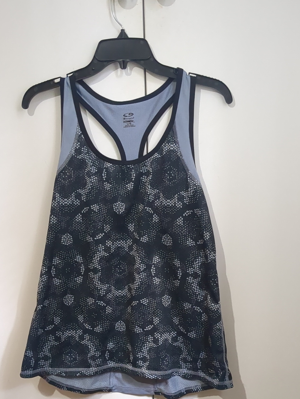 Champion Light Blue and Black Patterned Racerback Tank